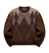 COOR Hairy Mixed Argyle Crewneck Sweater | Rezet Store