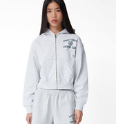 Sporty & Rich Varsity Crest Cropped Zip Hoodie - Rezetstore