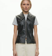 oval square Deep Leather Vest | Rezet Store