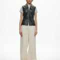 oval square Deep Leather Vest | Rezet Store