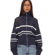 oval square Snow Zip Cardigan | Rezet Store