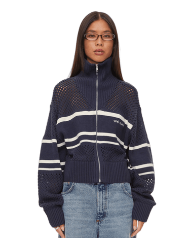 oval square Snow Zip Cardigan | Rezet Store