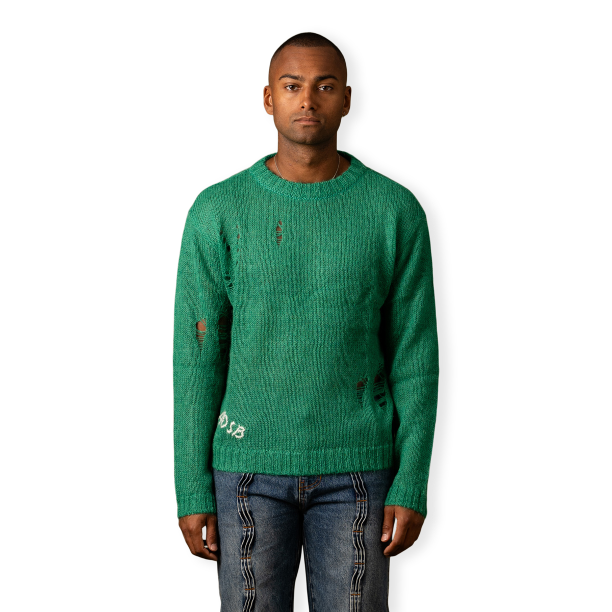 Knitted Mohair Crew-Neck Sweater
