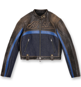 Denim Combo Racing Leather Jacket