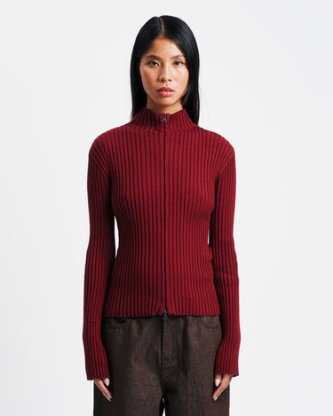 Amomento Ribbed High Neck Zip Up | Rezet Store