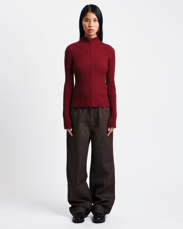 Amomento Ribbed High Neck Zip Up | Rezet Store