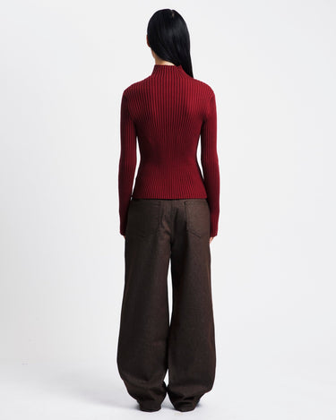 Amomento Ribbed High Neck Zip Up | Rezet Store