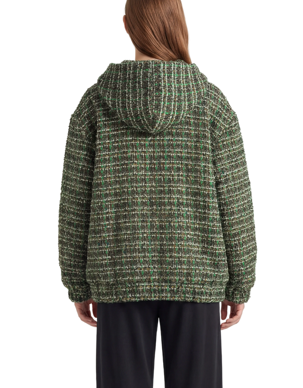 Bouclé Wool Hooded Zip-Up Jacket