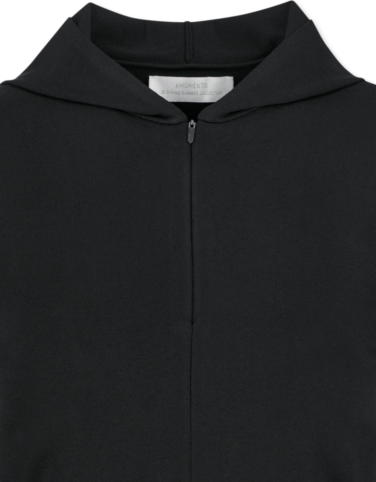 Amomento Half Zip-Up Knit Hoodie Black Womens – Rezet Store
