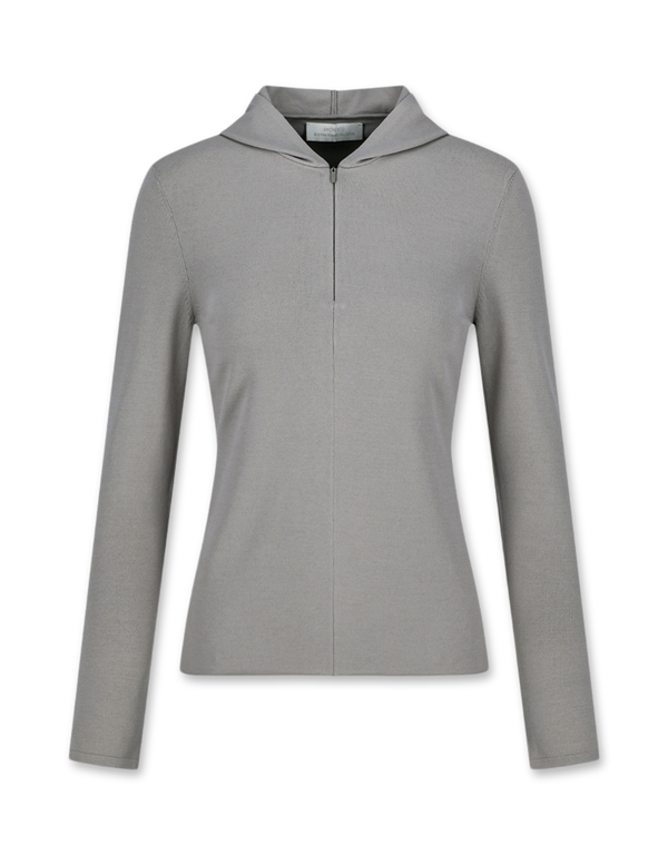 Half Zip-Up Knit Hoodie