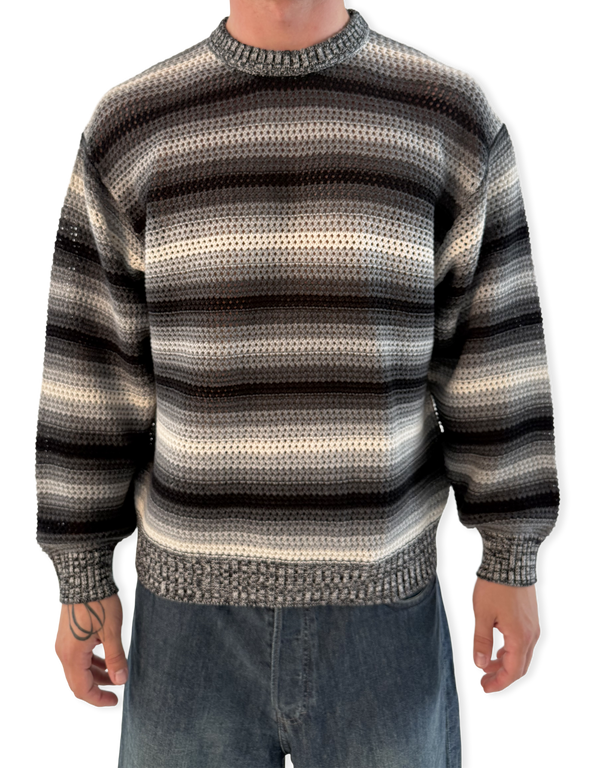 Mesh Stripe Crew Neck
