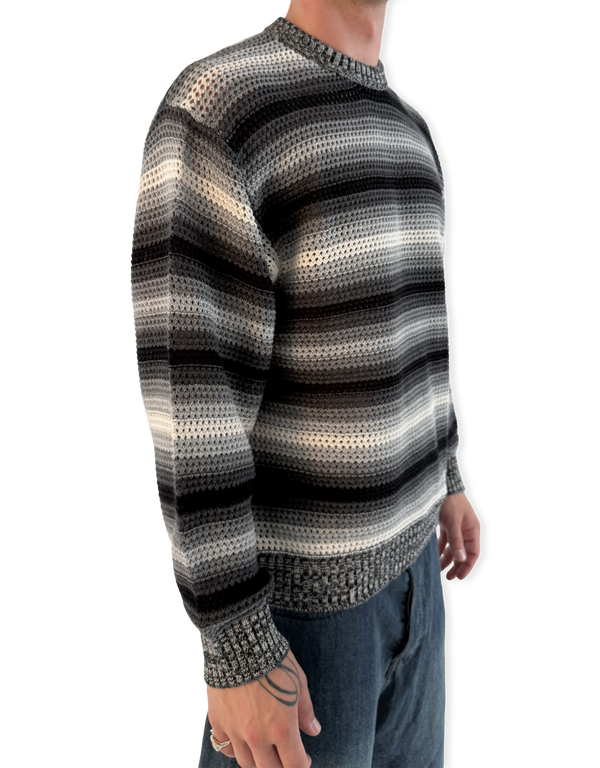 Mesh Stripe Crew Neck
