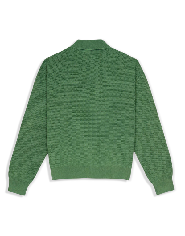 Pigment Dye Long Sleeve Polo Sweater