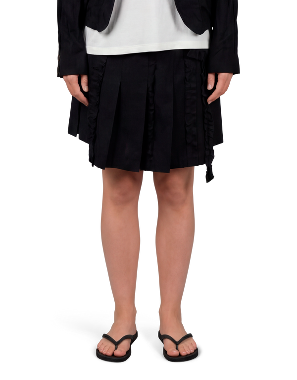 Pleated Linen Wrap Skirt