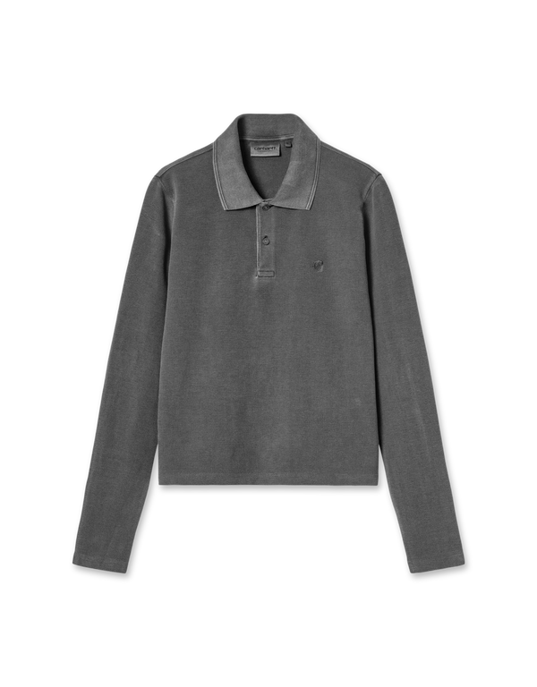 Carhartt WIP W' L/S Dora Polo Black Garment Dyed long sleeved polo shirts