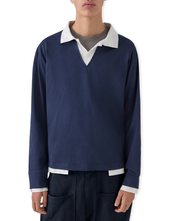 gimaguas Luis LS 2 Layers Polo Navy long sleeved polo shirts