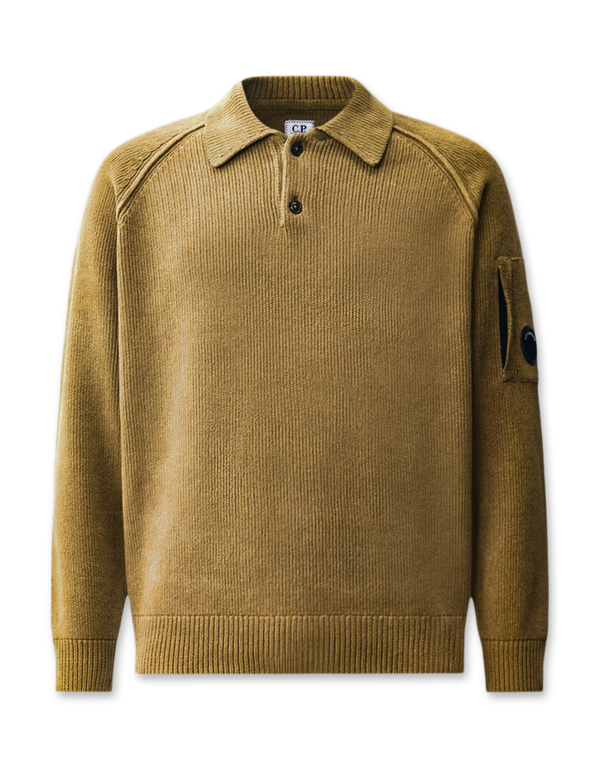 Chenille Cotton Lens Polo Sweater