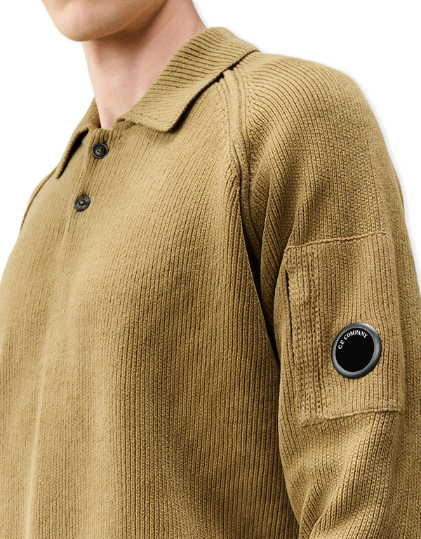 Chenille Cotton Lens Polo Sweater