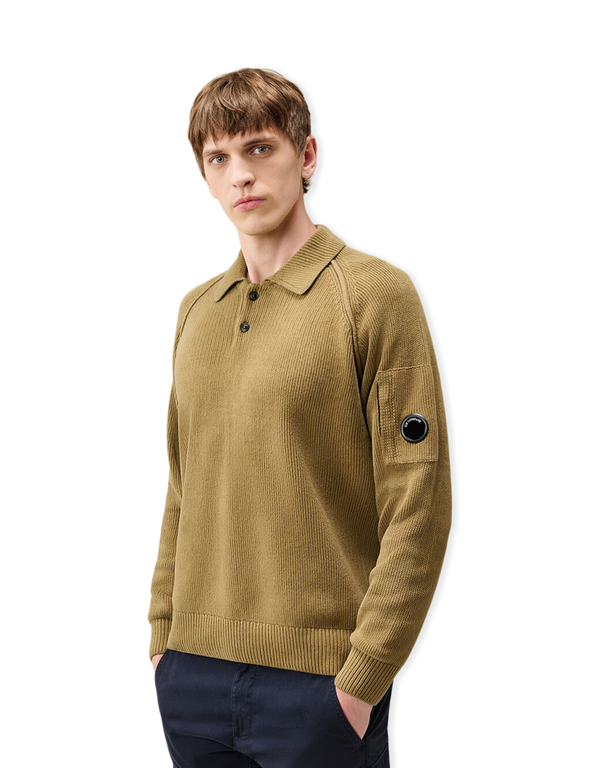 Chenille Cotton Lens Polo Sweater