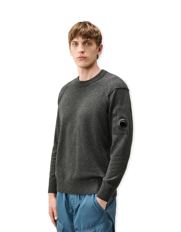Lambswool Lens Crewneck Contrast Sweater
