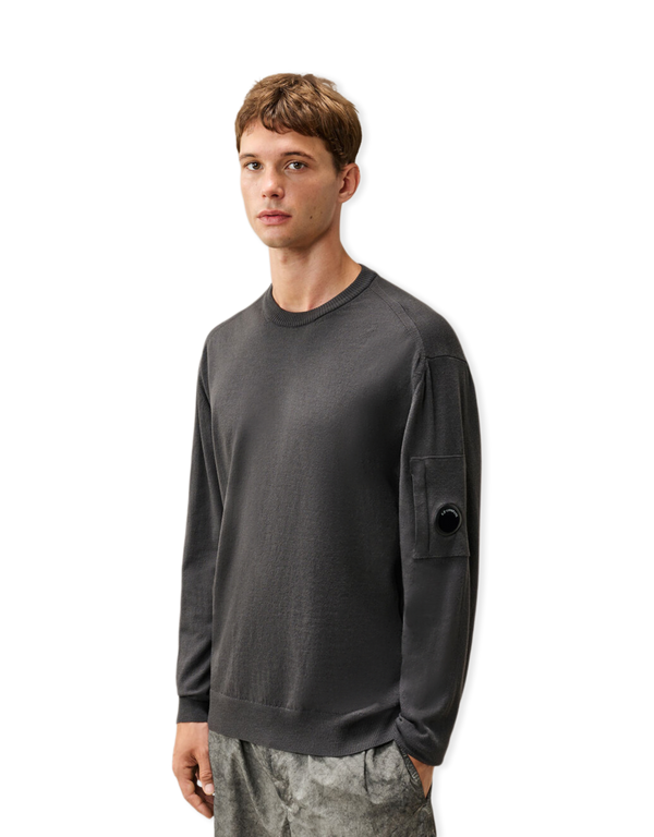 Extrafine Merino Wool Lens Crewneck Sweater