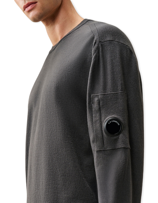 Extrafine Merino Wool Lens Crewneck Sweater