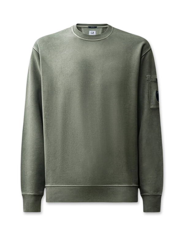 Brushed And Emerized Diagonal Fleece Crewneck Lens Sweatshirt
