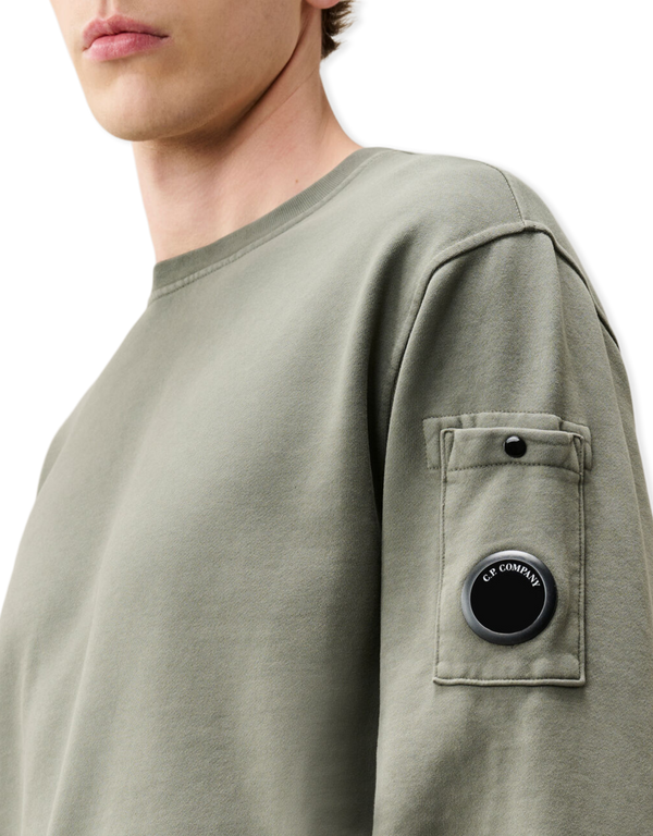 Brushed And Emerized Diagonal Fleece Crewneck Lens Sweatshirt