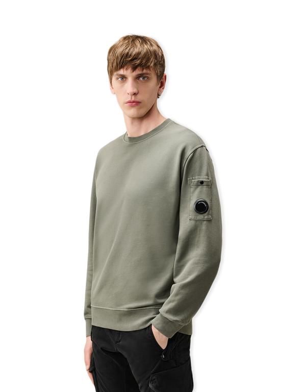 Brushed And Emerized Diagonal Fleece Crewneck Lens Sweatshirt