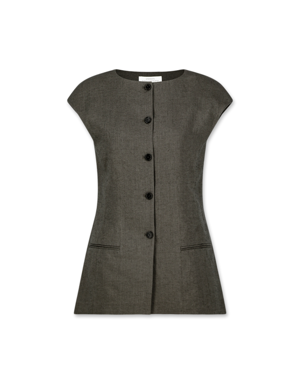 Linen Curved Vest