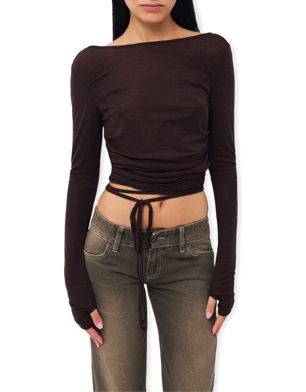 KERNEMILK Luna Wrap Blouse Brown shirts
