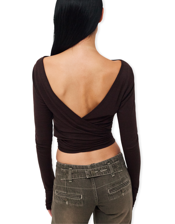 KERNEMILK Luna Wrap Blouse Brown shirts