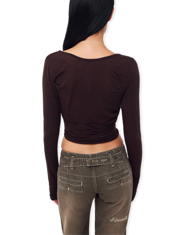 KERNEMILK Luna Wrap Blouse Brown shirts