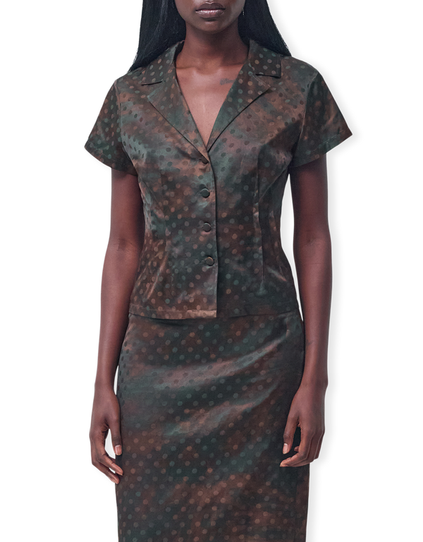 KERNEMILK Mimi Shirt Brown Dot short sleeved shirts