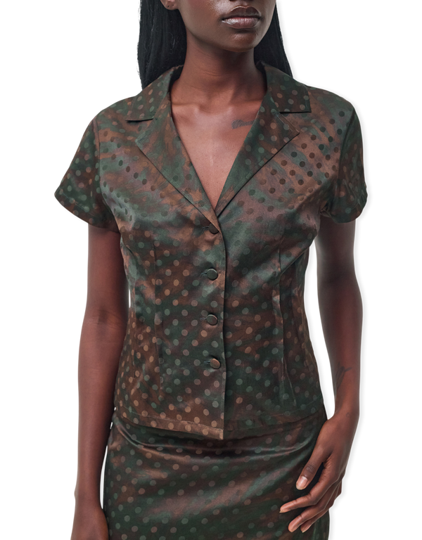 KERNEMILK Mimi Shirt Brown Dot short sleeved shirts