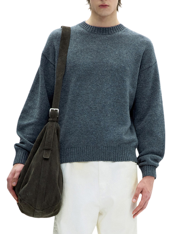 COOR Wool Cropped Crewneck Sweater Melange Grey pullovers