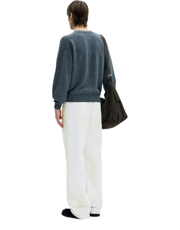 COOR Wool Cropped Crewneck Sweater Melange Grey pullovers