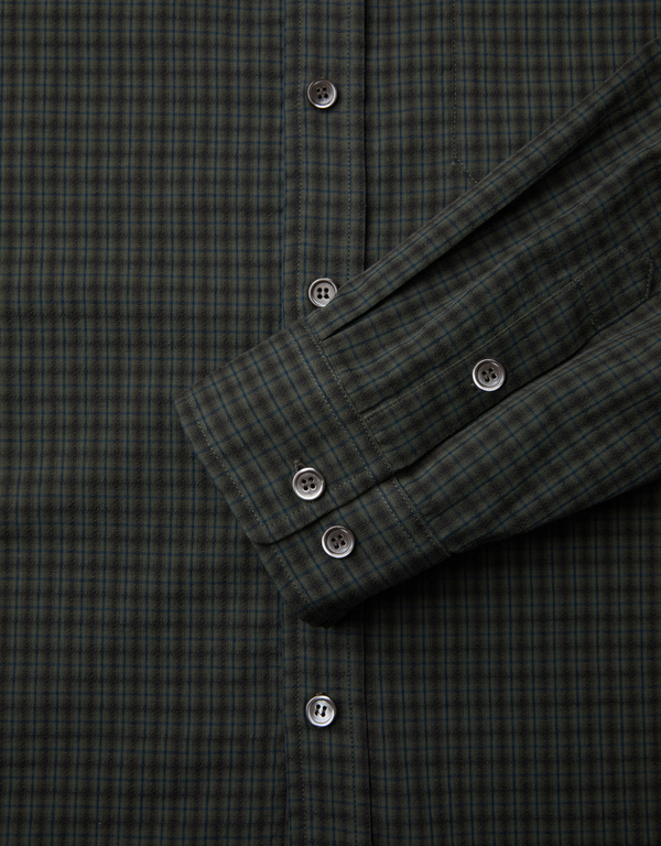 COOR Seersucker Check Shirt Green long sleeved shirts