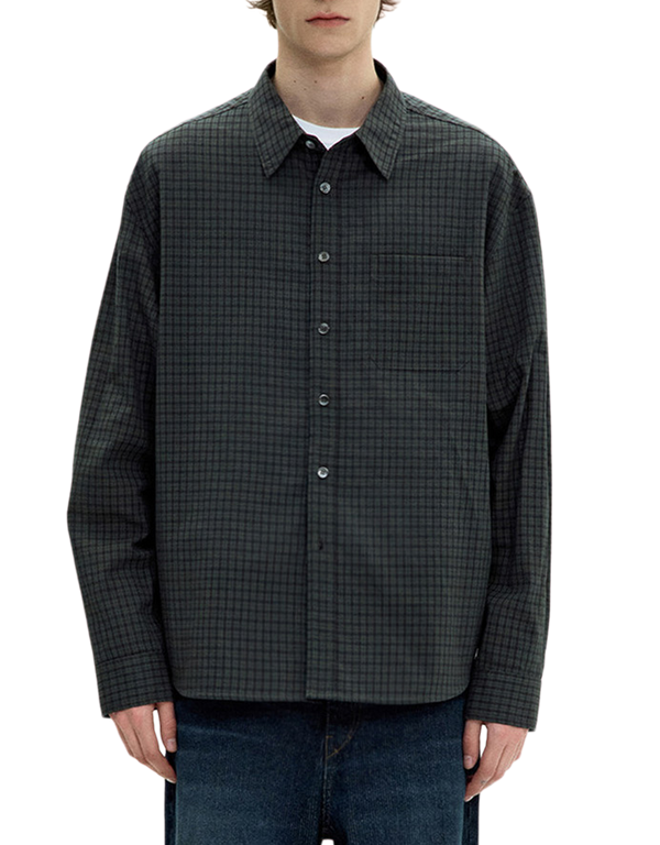 COOR Seersucker Check Shirt Green long sleeved shirts
