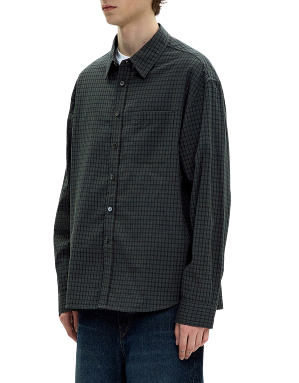 COOR Seersucker Check Shirt Green long sleeved shirts