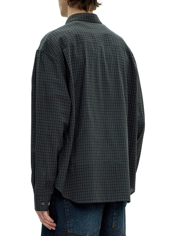COOR Seersucker Check Shirt Green long sleeved shirts