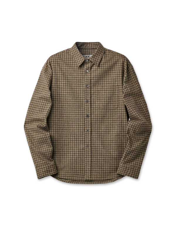 COOR Gun Club Check Shirt Sand Green long sleeved shirts