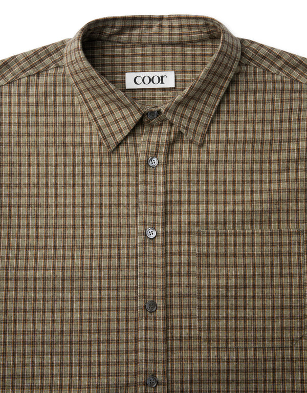 COOR Gun Club Check Shirt Sand Green long sleeved shirts