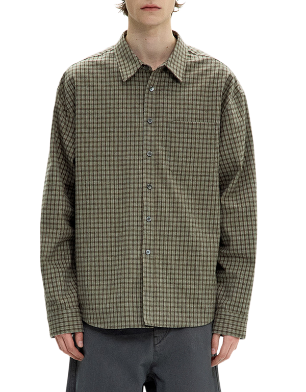 COOR Gun Club Check Shirt Sand Green long sleeved shirts