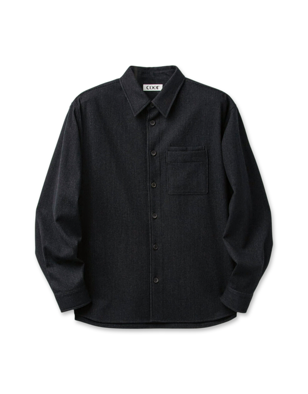 COOR Wool Blend Rib Textured Shirt Black jackets