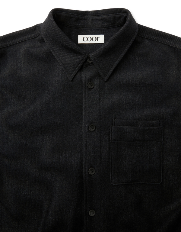 COOR Wool Blend Rib Textured Shirt Black jackets