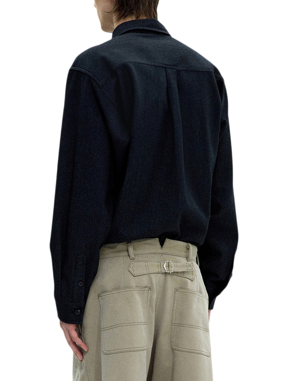 COOR Wool Blend Rib Textured Shirt Black jackets