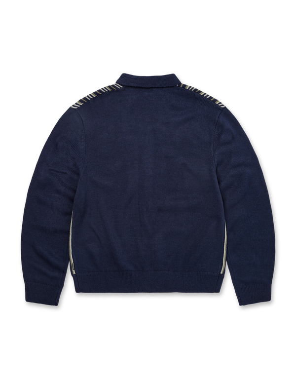 thisisneverthat Striped Knit Zip Cardigan Navy cardigans