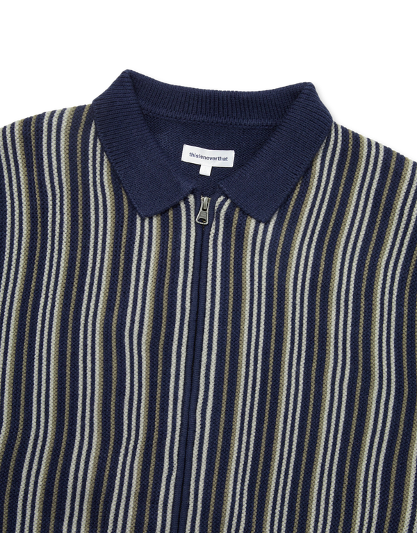 thisisneverthat Striped Knit Zip Cardigan Navy cardigans