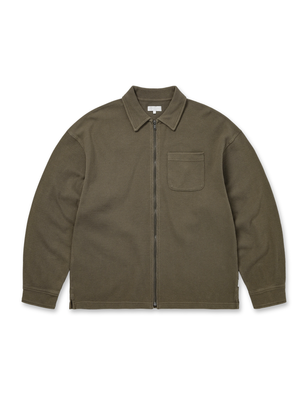 thisisneverthat Waffle Full Zip Polo Sweatshirt Dark Mocha sweatshirts